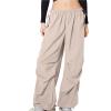 Womens Cargo Pants Parachute Fashion Y2K Teen Girls Hiking Pants Wide Leg Pants High Waisted Streetwear Joggers Pants Blue view 4