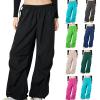 Womens Cargo Pants Parachute Fashion Y2K Teen Girls Hiking Pants Wide Leg Pants High Waisted Streetwear Joggers Pants Blue view 2