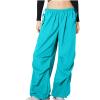 Womens Cargo Pants Parachute Fashion Y2K Teen Girls Hiking Pants Wide Leg Pants High Waisted Streetwear Joggers Pants Blue view 3