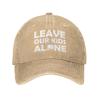 Renzund Leave Our Kids Alone Funny Hat Distressed Washed Cotton Cowboy Baseball Cap Natural view 1