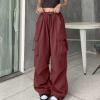 Baggy Cargo Pants Women High Waist Parachute Pants Loose Jogger Wide Leg Pants Drawstring Streetwear Y2K Cargo Pants view 2