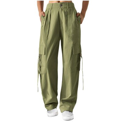 Women's Pants High Waisted Wide Leg Cargo Pants Stretchy Baggy Joggers Pants Fashion Teen Girls Y2K Streetwear Trousers