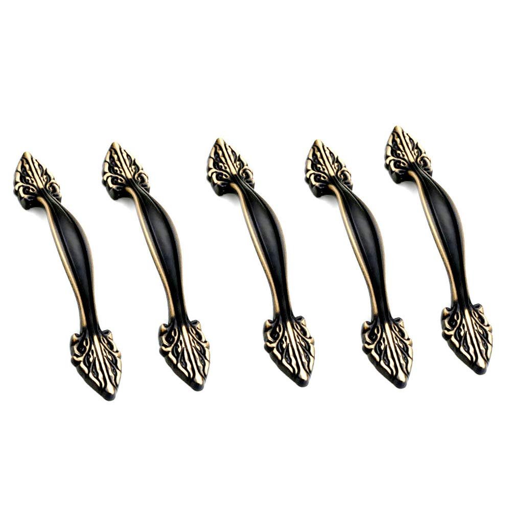 Cabinet knobs, Cabinet Knobs,Door Knobs,Handle, 5 Sets Antique Bronzy Door Knobs Cupboard Cabinet Handle Drawer Pull Handle with Screws Brass Antique Drawer Handles Round Handle Kitchen Single Hole Mo