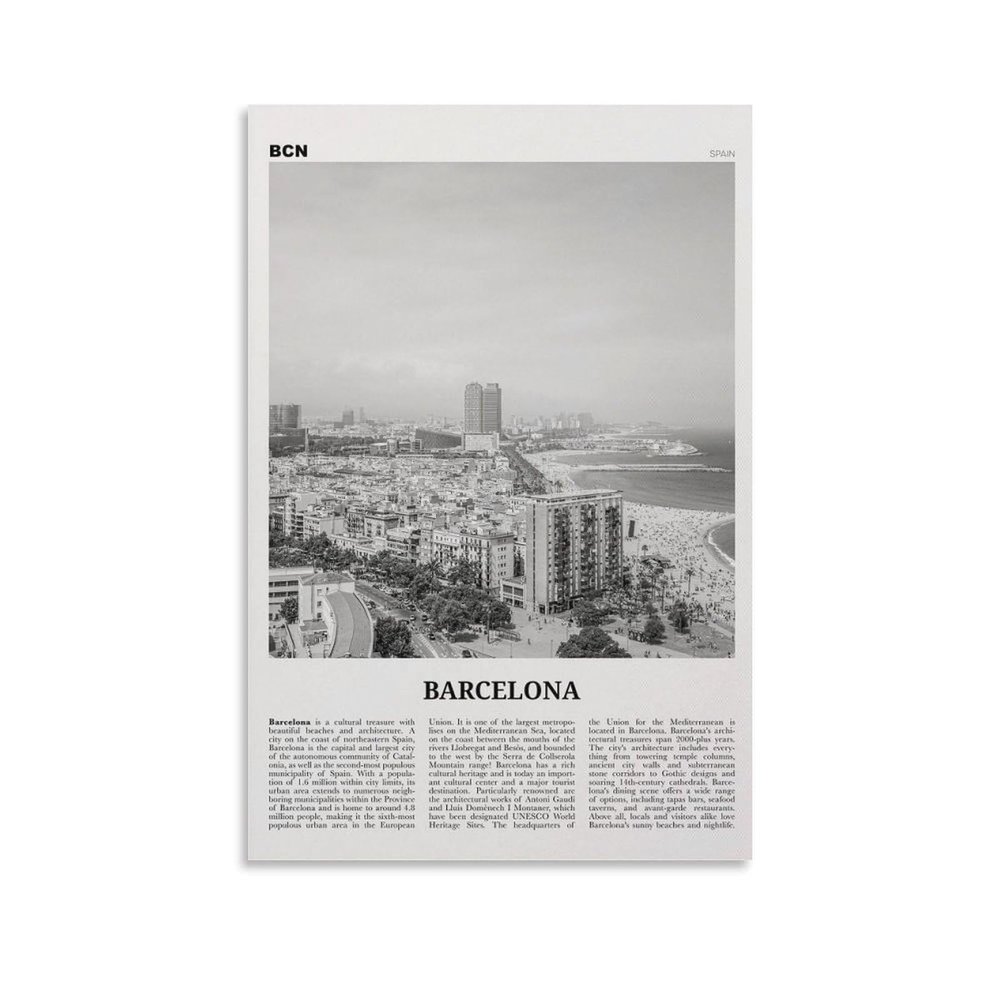 Barcelona Wall Art, Barcelona Poster, Barcelona Photo Poster Picture Print Canvas Wall Art for Home Bedroom Wall Decoration 20x30inch(50x75cm)