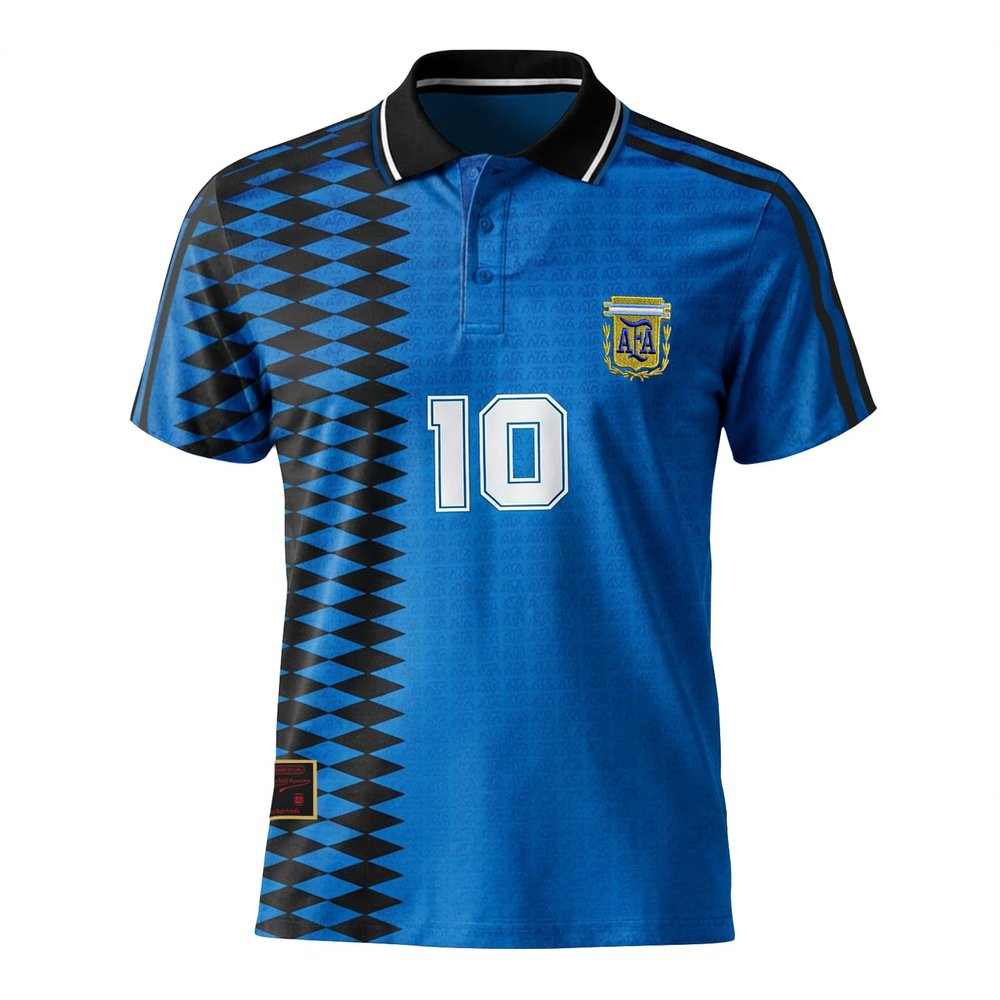 Argentina 1994 Away Retro Soccer Jersey, Camiseta de Futbol, Men's (US, Alpha, Large, Regular, Blue)