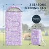 Wake In Cloud - Kids Sleeping Bag for Girls Toddlers, Camping in Warm Cold Weather, Backpacking Lightweight Compact Outdoor Liner for 3 Seasons, Rainbow Clouds, Dark Purple view 2