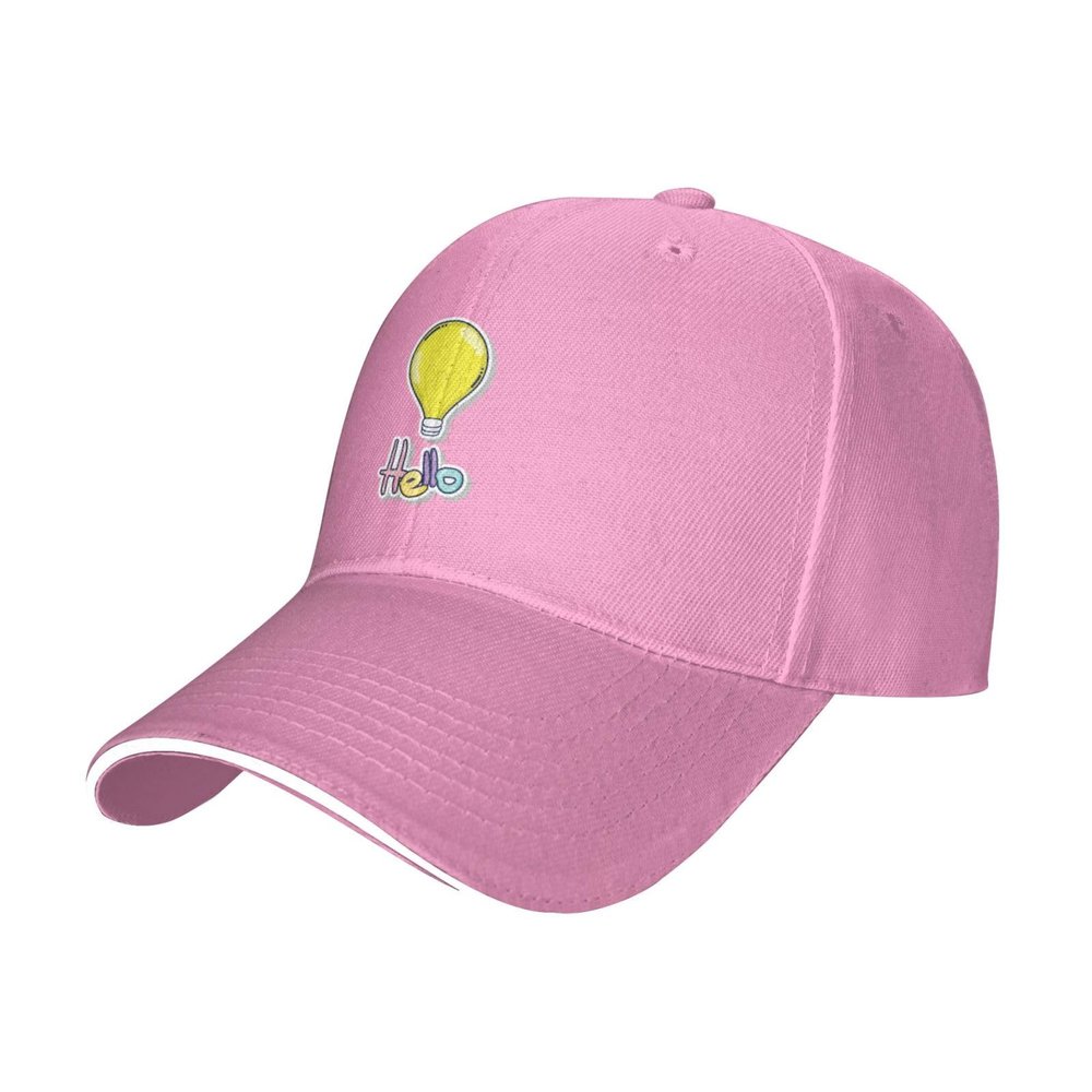 QIZYOQA Hello Card with Light Bulb Baseball Cap for Men Women Adjustable Funny Dad Hat Pink