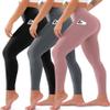 3 Pack High Waisted Leggings for Women No See Through Yoga Pants Tummy Control Leggings for Workout Running Buttery Soft (Pocket Black/Grey/Pink, 2XL) view 1