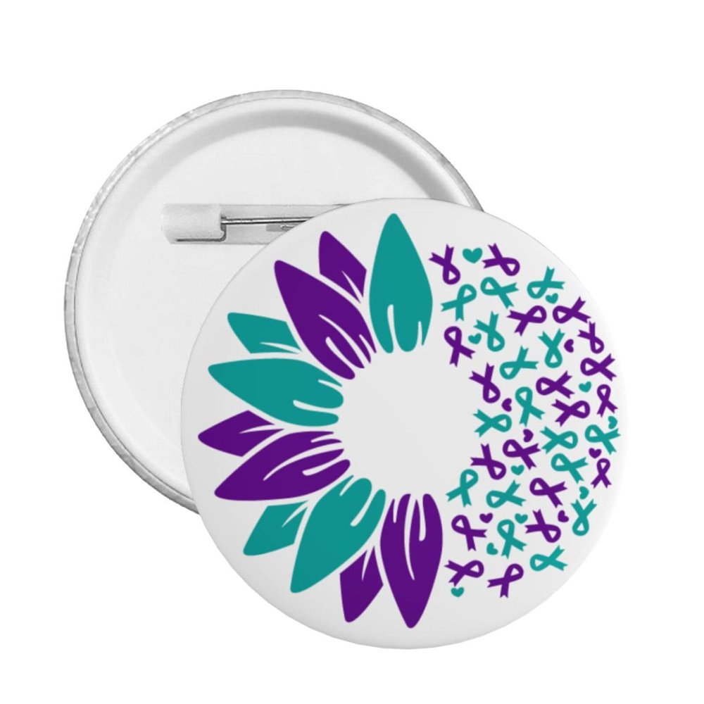 1pc National Suicide Prevention Awareness Month Button Pins Suicide Prevention Awareness Button Pin In September We Wear Teal Purple Ribbon Round Badge For Clothing Bag Hat Accessories