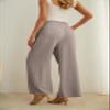 IWOLLENCE Women's Wide Leg Pants with Pockets High Waist Adjustable Knot Loose Casual Trousers Business Work Casual Pants Light Khaki X-Large view 4