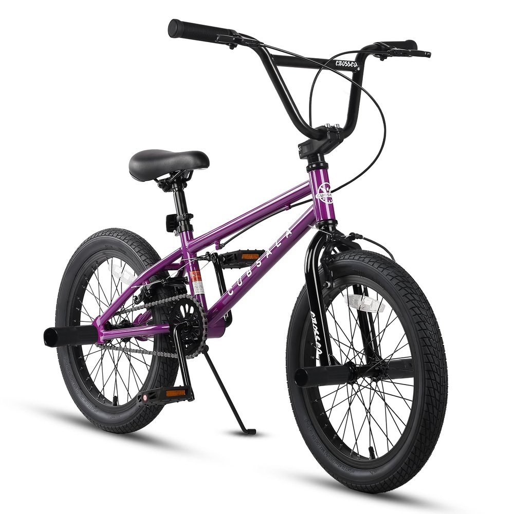 cubsala Freestyle BMX Bike, 20 Inch Kids Bicycle for 7-13 Years Old Kids and Beginner Level Rider, Purple