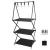 KSIEE Camping Storage Rack, Collapsible Multifunction Camping Stand, Portable Collapsible Aluminum Alloy Storage Rack, Outdoor Tools Hanging Organizer with Hooks, Camping, Picnic, BBQ (B) view 1