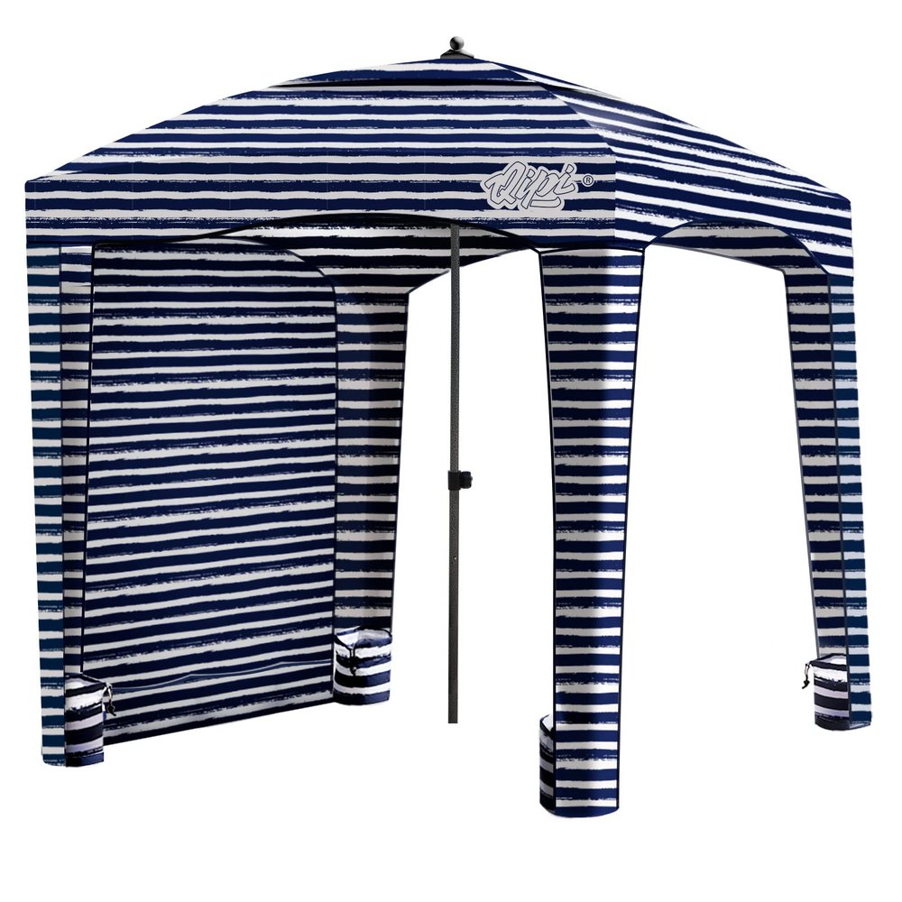 Qipi Beach Cabana - Easy to Set Up Canopy, Waterproof, Portable 6' x 6' Beach Shelter, Included Side Wall, Shade with UPF 50+ UV Protection for Kids, Family & Friends