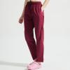 Womens Cargo Pants Straight Leg Pants Elastic High Waisted Baggy Fashion Y2K Teen Girls Drawstring Joggers Casual Pants Wine view 4