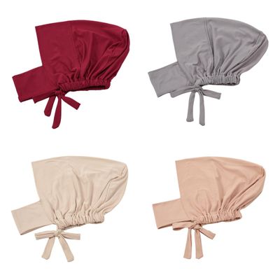 4 Pieces Muslim Hijab Inner Cap Cover Chin with Tie Back Stretchy Islamic Underscarf Underwrap Bonnet Turban Hat