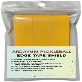 Pack of Three Pickleball Paddle Protective Edge Tape/Tape Armor - for Carbon Fiber or Honeycomb Paddles (3, Yellow, 22.5 mm (for Thin Paddles no Plastic Guard))