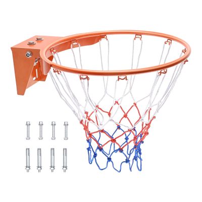 VEVOR Basketball Rim, Wall Door Mounted Basketball Hoop, Heavy Duty Q235 Basketball Flex Rim Goal Replacement with Net, Standard 18" Indoor and Outdoor Hanging Basketball Hoop