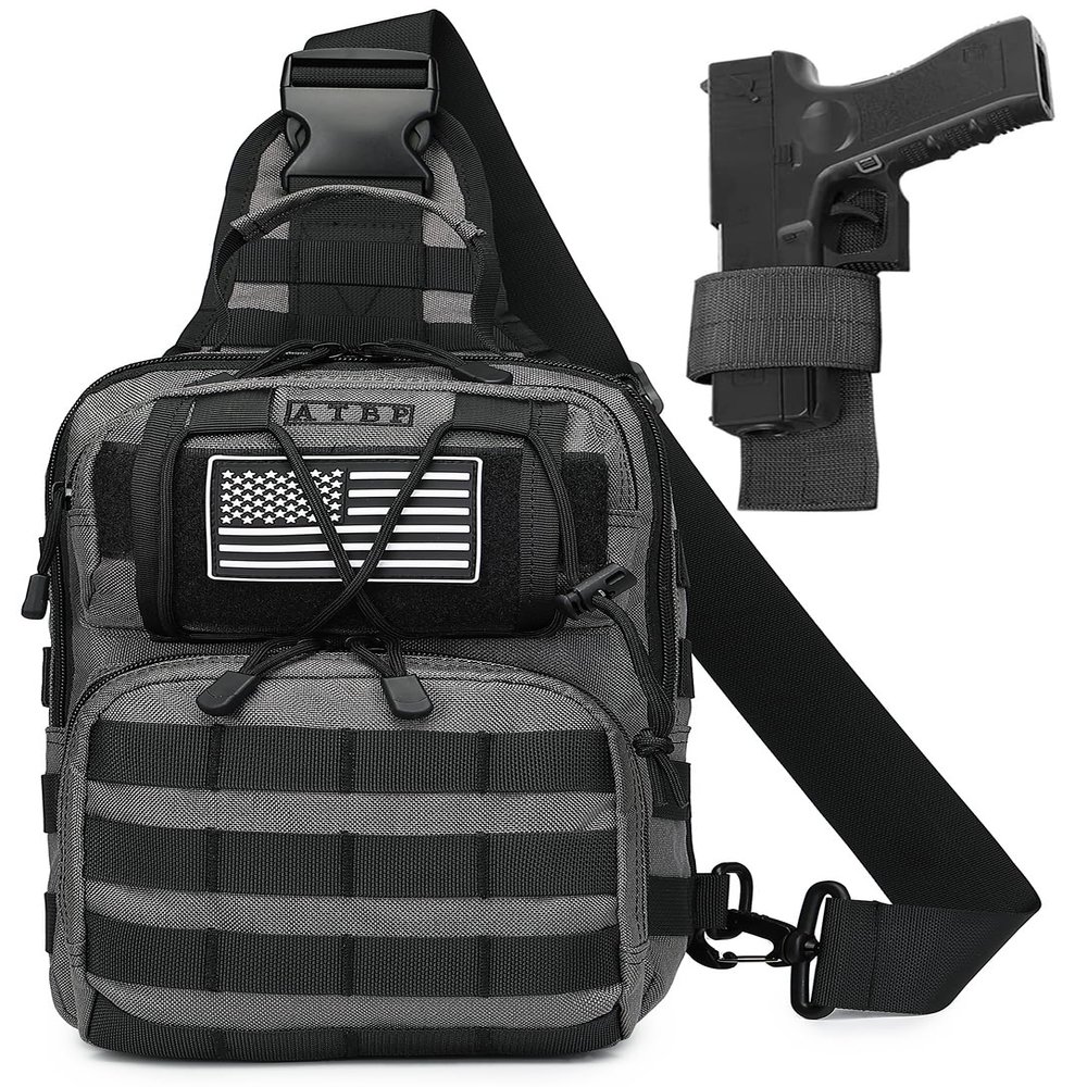 ATBP Tactical Sling Backpack Bag Pack for Men Military One Strap Shoulder Backpack Crossbody Bag With Holster 10 Liters