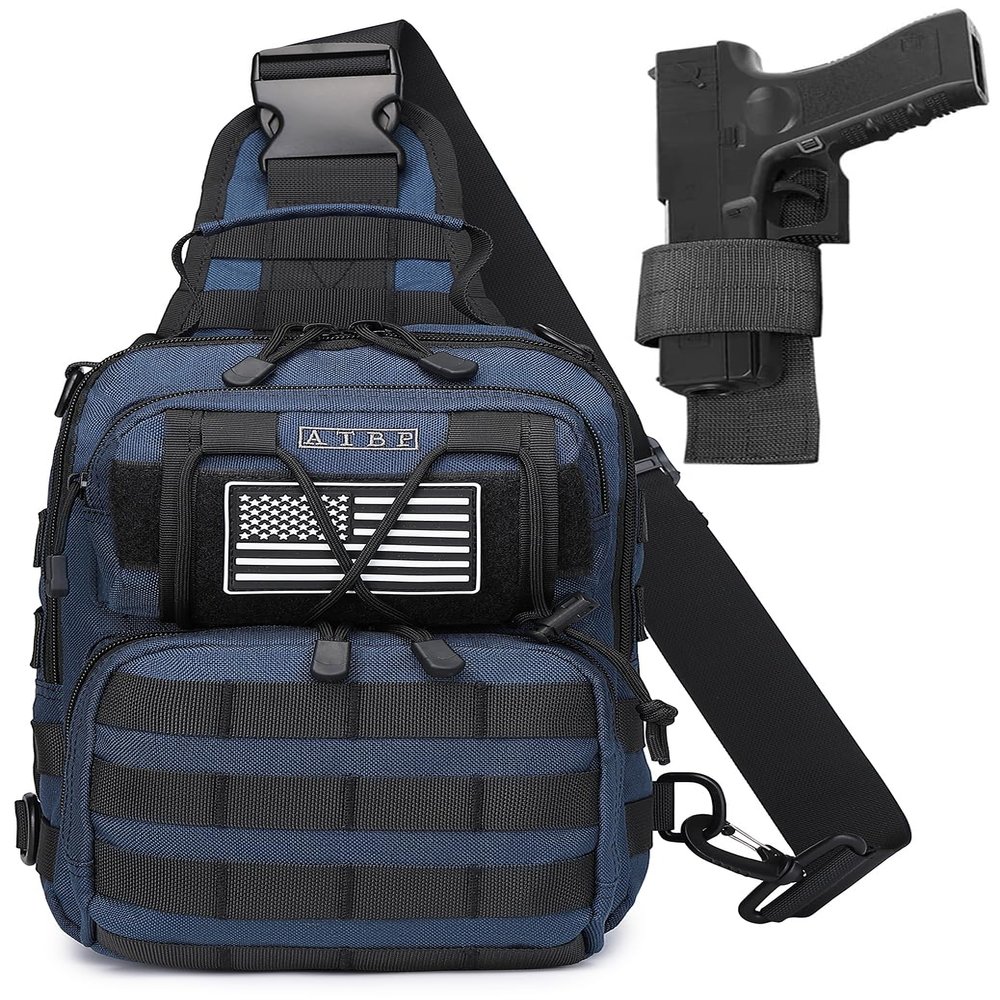 ATBP Tactical Sling Backpack Bag Pack for Men Military One Strap Shoulder Backpack Crossbody Bag With Holster 10 Liters