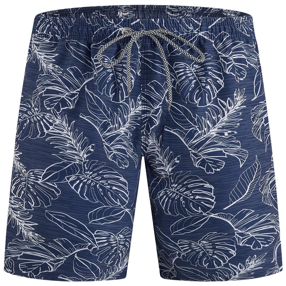 ELETOP Men's Swim Trunks Quick Dry Bathing Suit Swimming Board Shorts Mesh Lining Beach Swimwear Palm Leaf Blue XL