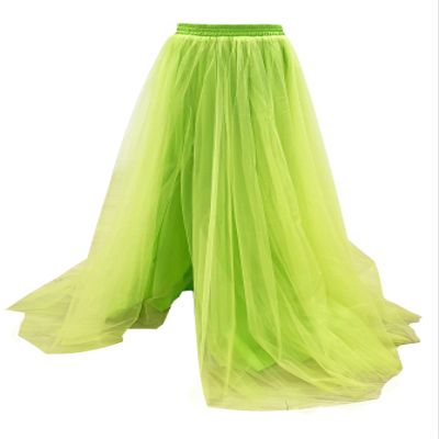 EllieHouse Split Long Floor Length Tulle Skirt for Prom Party Evening Lime Green XL