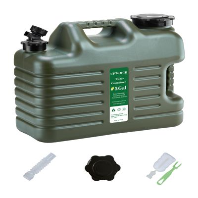 5 Gallon Water Jug, Thickened Water Storage Overlanding Gear Containers, Camping Essential Truly Leak-Proof Green Water Tank,BPA Free Portable Emergency Water Can for Outdoors Hiking RV