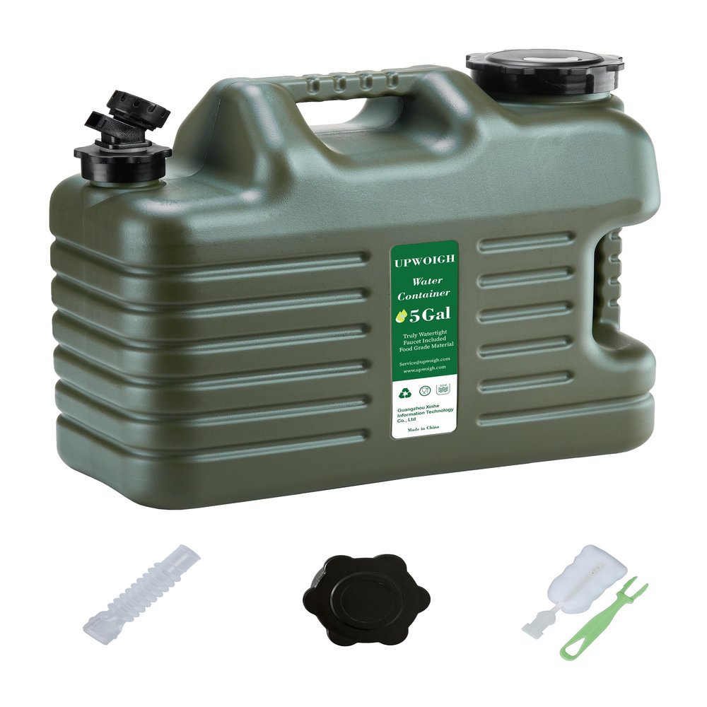 5 Gallon Water Jug, Thickened Water Storage Overlanding Gear Containers, Camping Essential Truly Leak-Proof Green Water Tank,BPA Free Portable Emergency Water Can for Outdoors Hiking RV