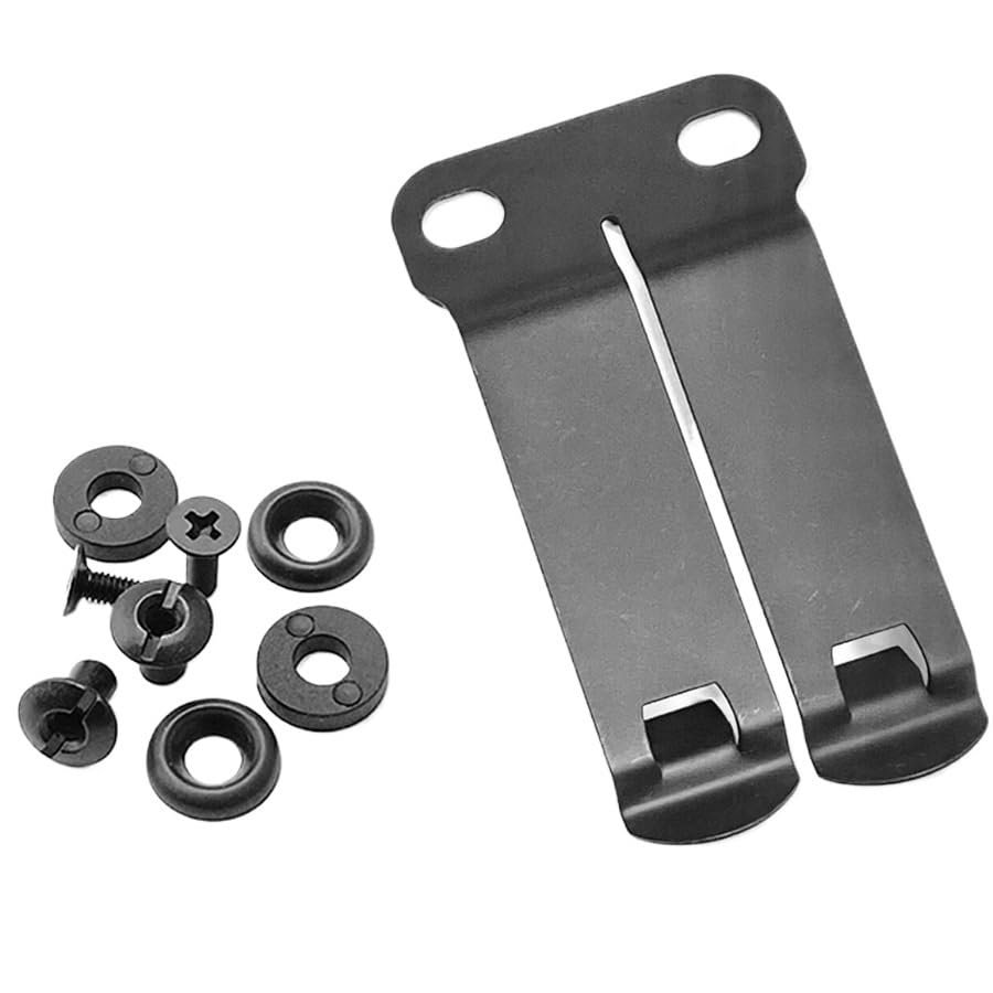 1 Set Deep Carry Pocket Clip Fits for Knife Sheath, Steel Kydex Clip with 2 Sets Screws (Size : Black)