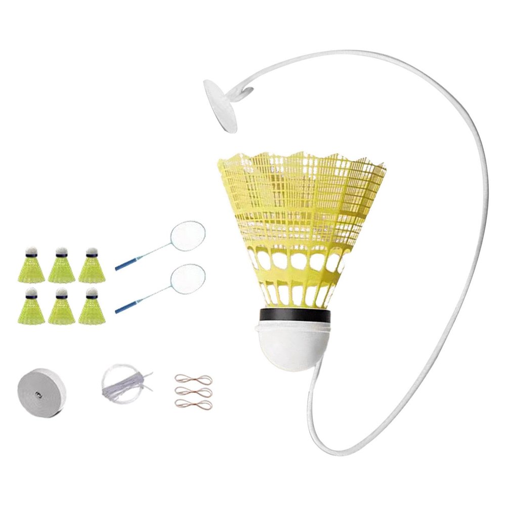 Vaveren Badminton Solo Trainer Self Practice Trainer Professional Strength Training Aid with Badminton Shuttlecock for Games Workout, Double Racket