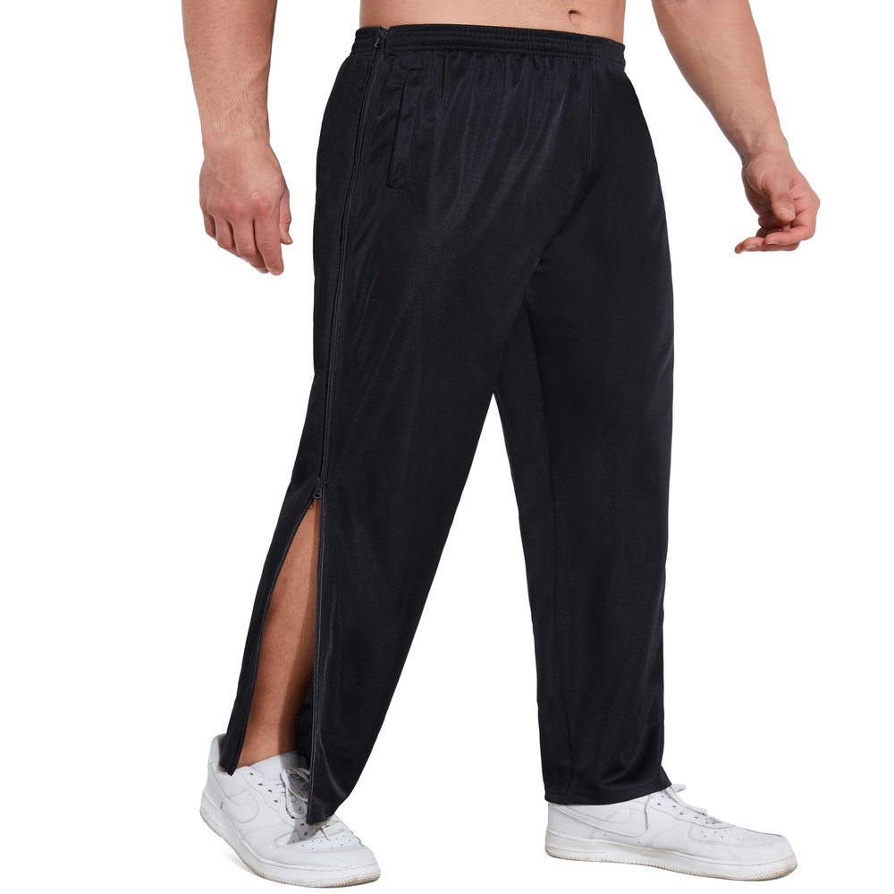 AIFARLD Tear Away Pants for Men Side Zippers Mens Sweatpants with Pockets for Basketball Knee/Leg Post-Surgery