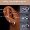 Poxtex Small Sterling Silver Huggie Hoop Earrings Set for Women, Hypoallergenic Trendy Hoops Stacks for Multiple Piercings, Dainty Cute Mini Lightweight Cartilage Helix Jewelry Gift Sensitive Ears view 4