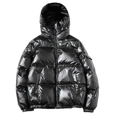 JEsilunmaMY Men's Warm Padded Shiny Puffer Jackets Thicken Casual Hooded Puffy Down Coat Windproof Winter Coats for Men (Black,3X-Large)