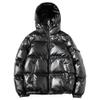 JEsilunmaMY Men's Warm Padded Shiny Puffer Jackets Thicken Casual Hooded Puffy Down Coat Windproof Winter Coats for Men (Black,3X-Large) view 1