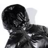 JEsilunmaMY Men's Warm Padded Shiny Puffer Jackets Thicken Casual Hooded Puffy Down Coat Windproof Winter Coats for Men (Black,3X-Large) view 4