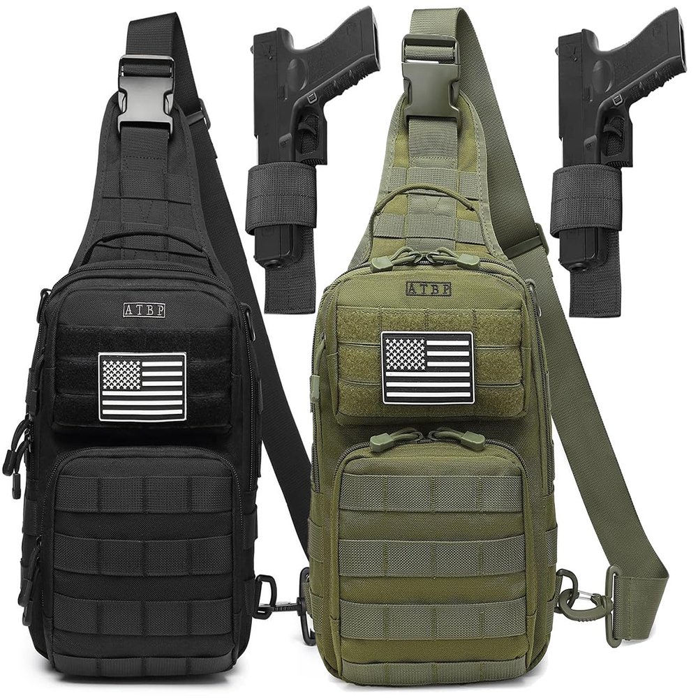 ATBP Tactical Sling Backpack With Holster Military Crossbody Bag for Men Single Shoulder Back Pack 10L