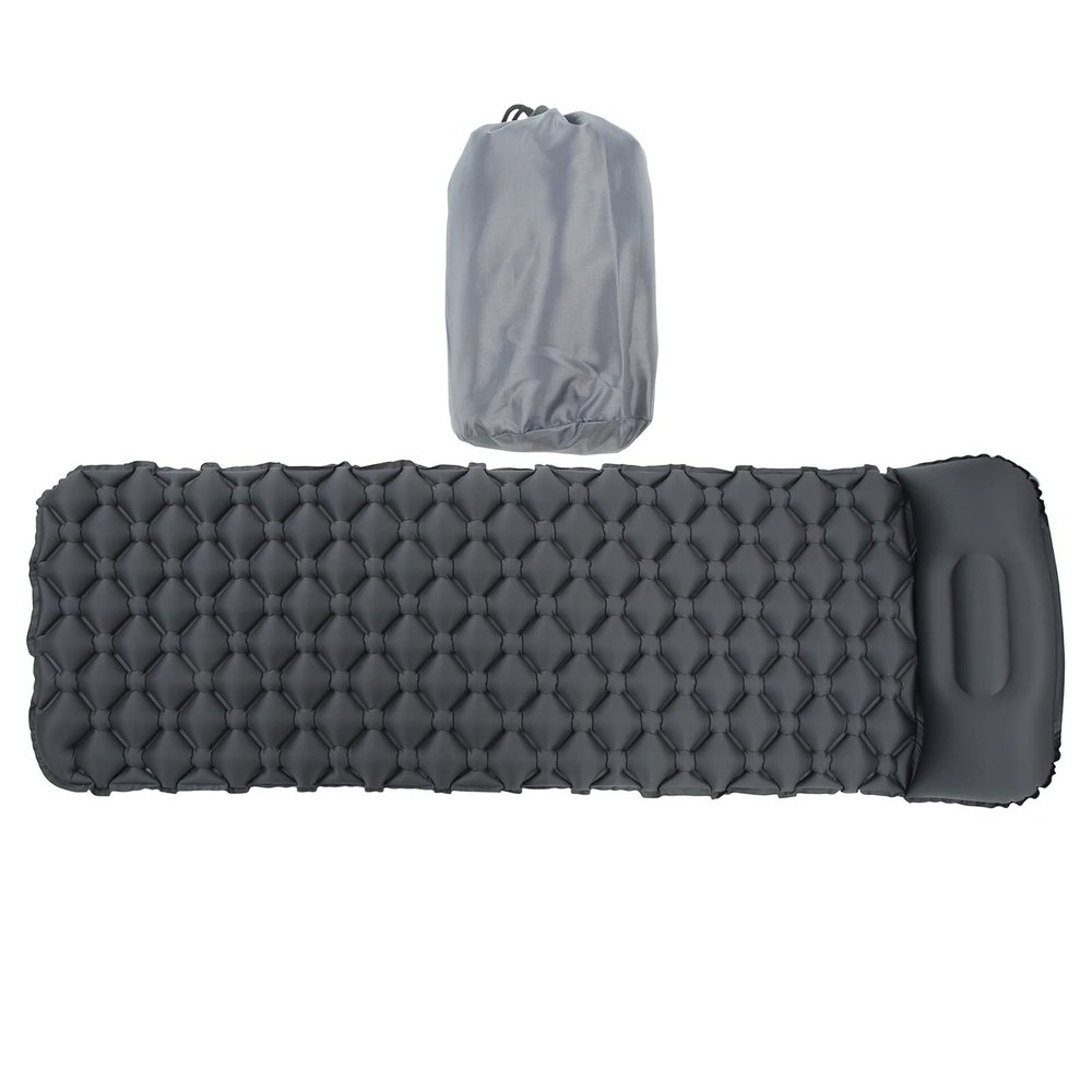 Inflatable Camping Mattress, Damp Proof Portable Sleeping Mat, Camping Sleeping Pad for Backpacking, Hiking, with Inflatablepillow, 76.8x24.1x2.4in, with Storage Bag