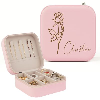 Bemaystar Personalized Gifts for Women Girl - Personalized Jewelry Box with Initial & Name, Personalized Travel Jewelry Case, Custom Jewelry Box, Christmas Gifts, Wedding Gifts, Bridesmaid Gifts
