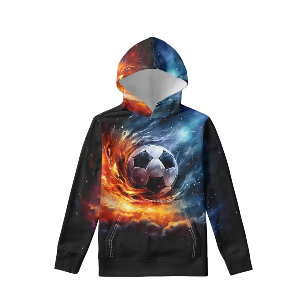 WELLFLYHOM Boys Soccer Hoodies 11T-13T Fashion Sweatshirt Trendy Fall Clolthes Long Sleeve Shirt Football Fire Hoodie Active Pullover Top for Kids Teens Jumpers Sweater Shirts Outfit