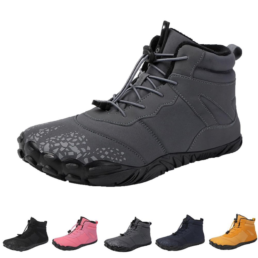 Hike Barefoot Footwear Womens Men, Non-Slip Winter Shoe with Wide Toe Box Waterproof Boots (Gray, Adult, Women, 7.5, Numeric, US Footwear Size System, Medium)