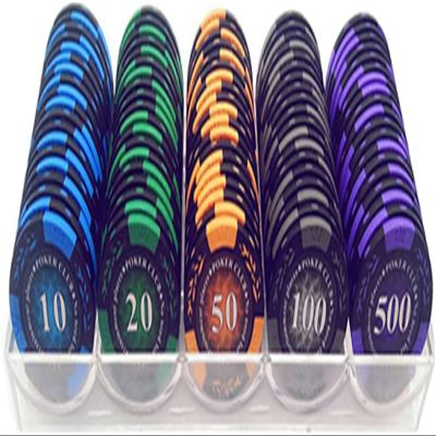 Yarsanor 100 Piece Poker Set Casino Chips Monte Carlo, Clay Acrylic Suit 14 Gram Texas Holdem Blackjack Poker Chips with Values 1-10000 Selectable (Color : F)
