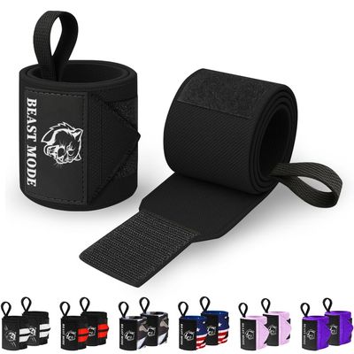 TECEUM Fit Weightlifting Wrist Wraps with Thumb Loop  Black  Beast Mode  18 inch  Heavy-Duty Workout Wrist Support & Protection  Ideal for Powerlifting, Strength Training, Bodybuilding