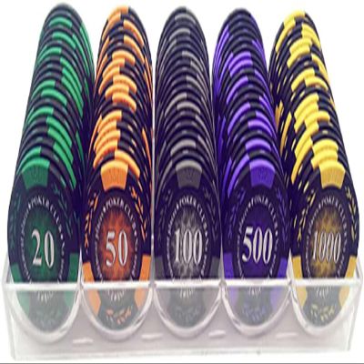 Yarsanor 100 Piece Poker Set Casino Chips Monte Carlo, Clay Acrylic Suit 14 Gram Texas Holdem Blackjack Poker Chips with Values 1-10000 Selectable (Color : D)