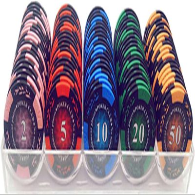 Yarsanor 100 Piece Poker Set Casino Chips Monte Carlo, Clay Acrylic Suit 14 Gram Texas Holdem Blackjack Poker Chips with Values 1-10000 Selectable (Color : B)