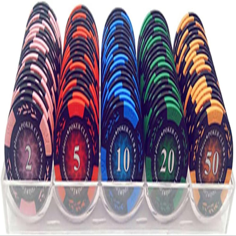 Yarsanor 100 Piece Poker Set Casino Chips Monte Carlo, Clay Acrylic Suit 14 Gram Texas Holdem Blackjack Poker Chips with Values 1-10000 Selectable (Color : B)