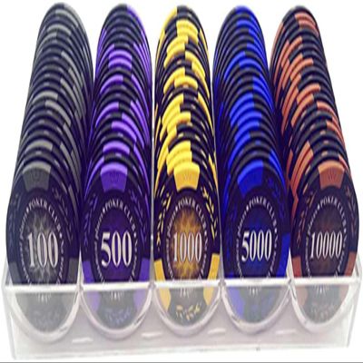 Yarsanor 100 Piece Poker Set Casino Chips Monte Carlo, Clay Acrylic Suit 14 Gram Texas Holdem Blackjack Poker Chips with Values 1-10000 Selectable (Color : G)