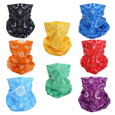 SMEHCF 8 Multipurpose Bandanas for Women Men Headband Balaclava Hair Head Scarf Face Half Airsoft Paintball Mask Neck Gaiters Breathable Reusable Washable Blue Red Orange Green Yellow Cashew Flower
