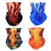 SMEHCF 4 Multipurpose Bandanas for Women Men Headband Balaclava Hair Head Scarf Face Half Airsoft Paintball Mask Neck Gaiters Breathable Reusable Washable Fire Flame Phenix Black Blue view 1