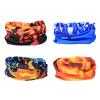 SMEHCF 4 Multipurpose Bandanas for Women Men Headband Balaclava Hair Head Scarf Face Half Airsoft Paintball Mask Neck Gaiters Breathable Reusable Washable Fire Flame Phenix Black Blue view 2