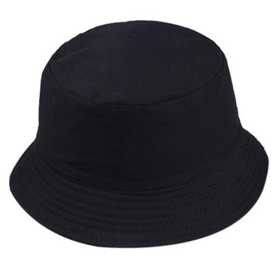 Solid Color Cotton Bucket Hat for Women and Men Packable Travel Summer Beach Hat Packable for Fishing (Black, One Size)