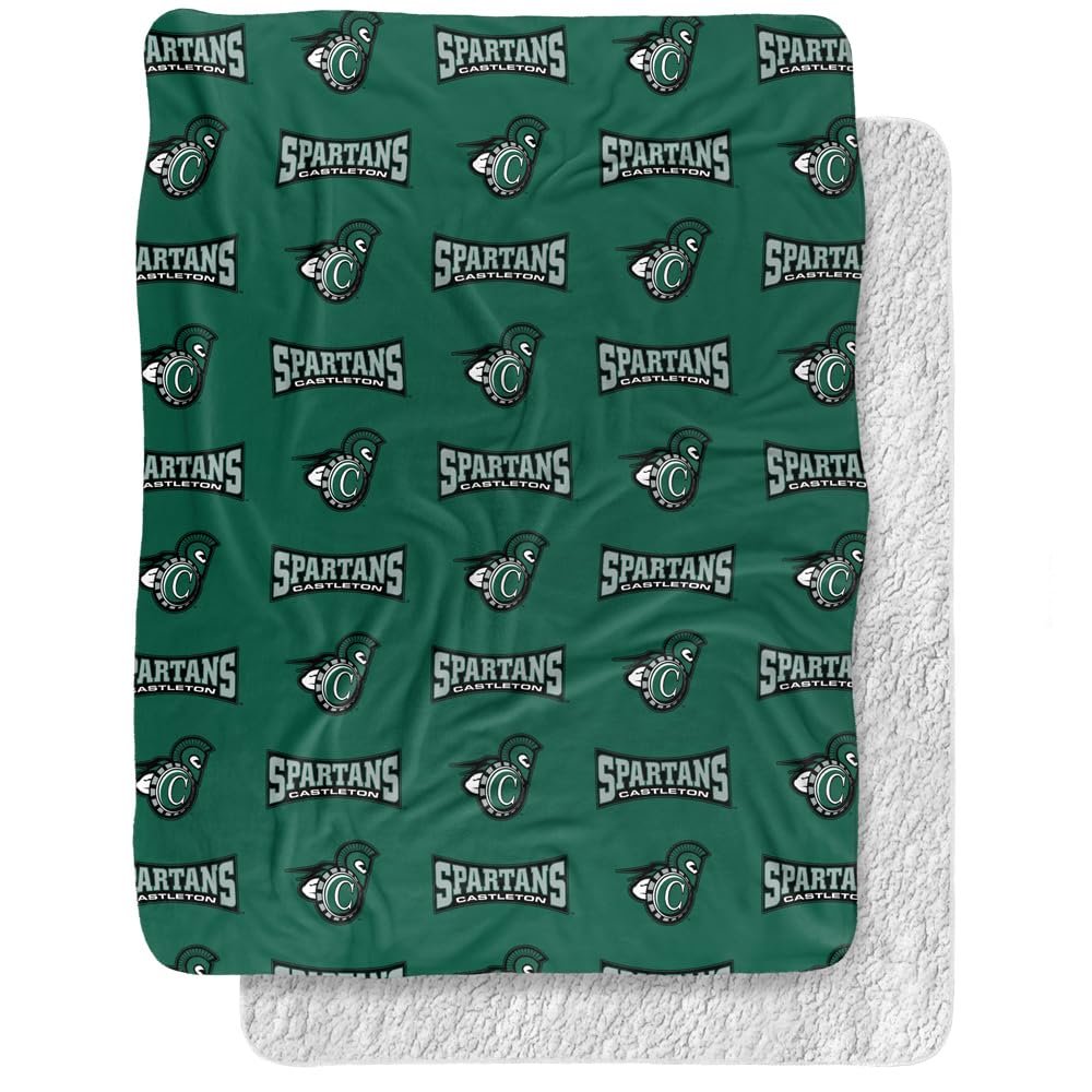 Castleton University Blanket, 60"x80" Logo Pattern, Silky Touch Sherpa Back Super Soft Throw Blanket